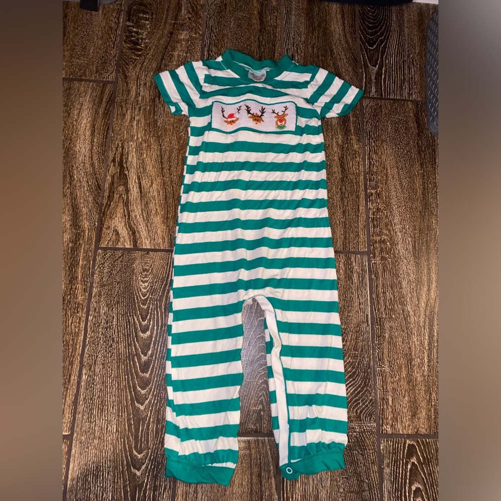 Smocked boy Christmas romper